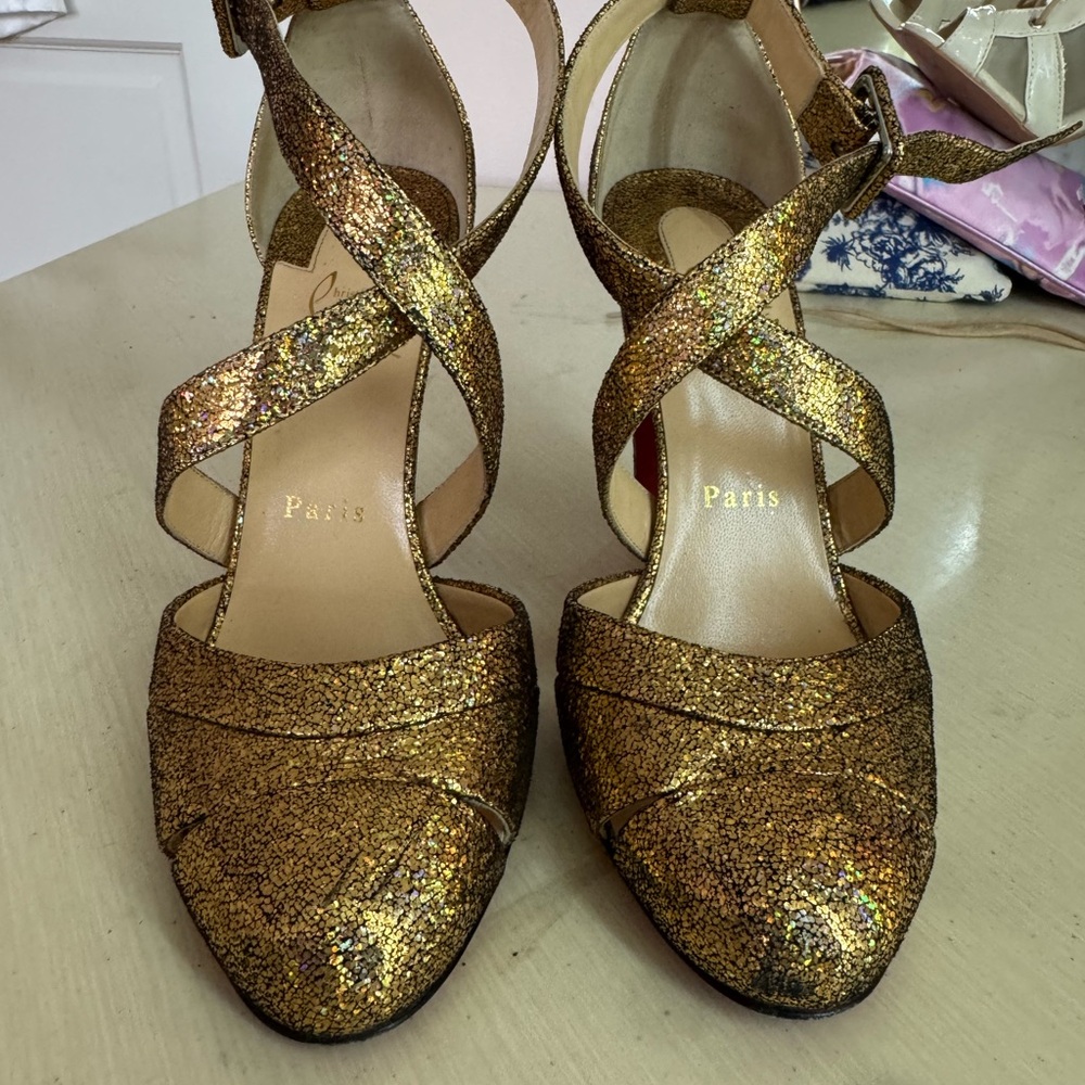 Christian Louboutin Gold Heels - Picture 10 of 14